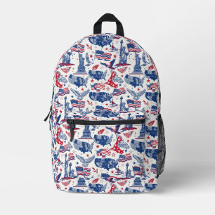 Mochila Impresa Patrón de iconos patrióticos - Estatua de la liber