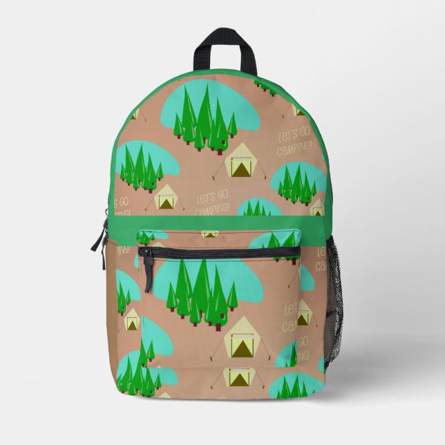 Mochila Impresa Patrón de Ilustracion Kitschy Camping de estilo re (Anverso)