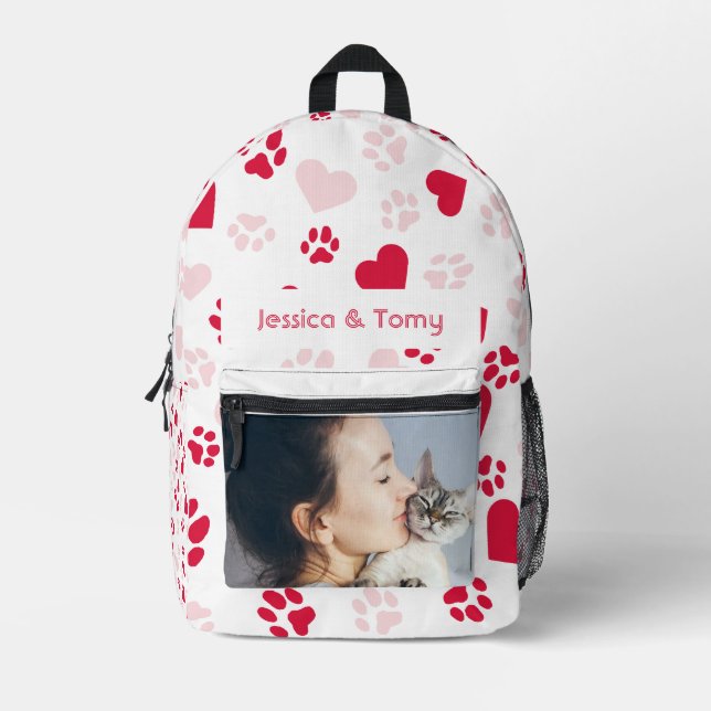 Mochila Impresa Patrón de impresión de fotos y nombres personaliza (Anverso)