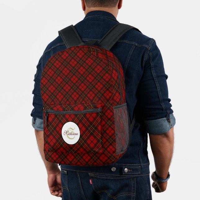 Mochila Impresa Patrón de invierno de plaqueta tártara roja Monogr (Insitu (Modelo))