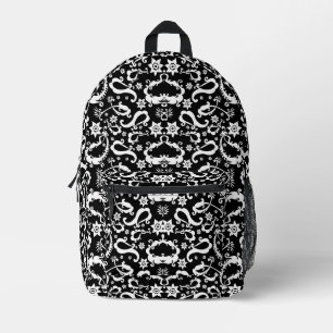 Mochila Impresa patrón de jamón indio exquisito en blanco negro
