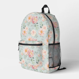 Mochila Impresa Patrón de jardín rosa rosa pastel