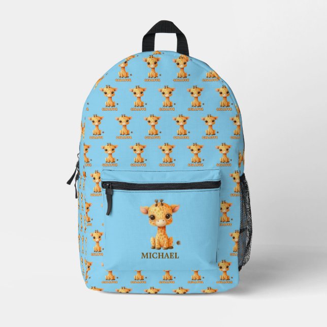 Mochila Impresa Patrón de jirafa personalizada (Anverso)