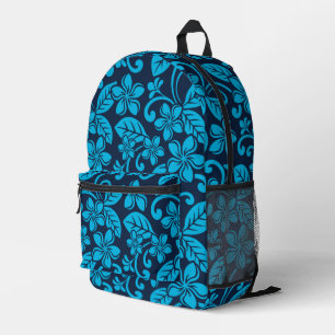 Mochila Impresa PATRÓN DE LA ISLA PLUMERIA EN AZUL x 2
