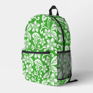 MOCHILA IMPRESA PATRÓN DE LA ISLA PLUMERIA EN CITRUS GREEN