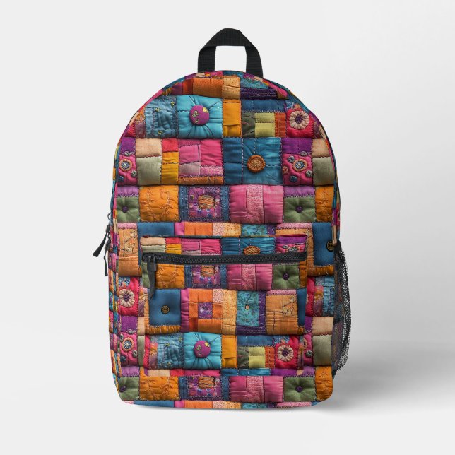 Mochila Impresa Patrón de la pila de trabajo de mosaico caprichoso (Anverso)