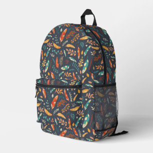 Mochila Impresa Patrón de la pluma hippie Boho