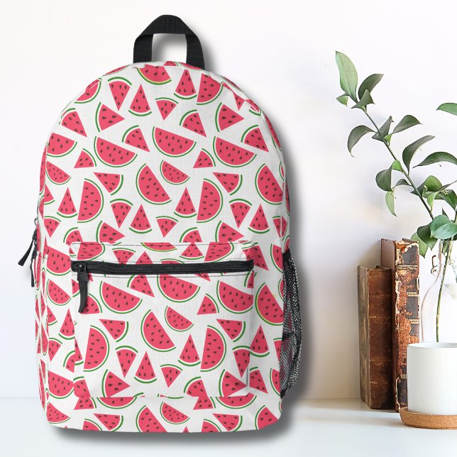 Mochila Impresa Patrón de la sandía de verano (Cute Modern Summer Fruit Pink Red Watermelon Printed Backpack)