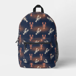 Mochila Impresa Patrón de langosta costera - Verano de mariscos ná