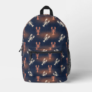 Mochila Impresa Patrón de langosta costera - Verano de mariscos ná