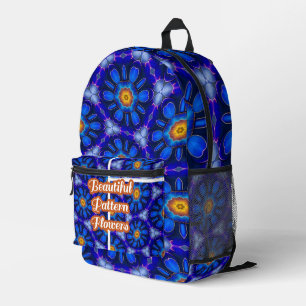 Mochila Impresa Patrón de las flores azules abstractas