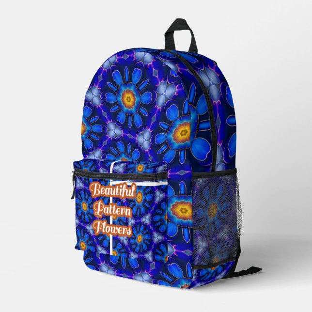 Mochila Impresa Patrón de las flores azules abstractas (Esquina derecha trasera )
