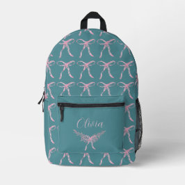 Mochila Impresa Patrón de lazo rosa acuarela