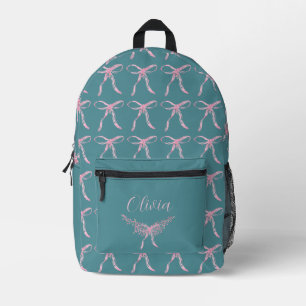 Mochila Impresa Patrón de lazo rosa acuarela