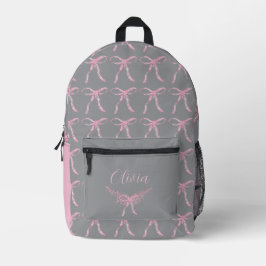 Mochila Impresa Patrón de lazo rosa acuarela