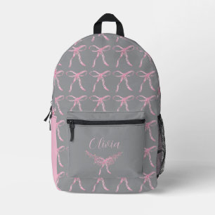Mochila Impresa Patrón de lazo rosa acuarela