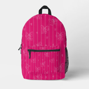 Mochila Impresa Patrón de lazo rosa – Diseño de cinta y corazón fe
