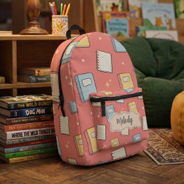 Mochila Impresa Patrón de libro de regreso a la escuela naranja li