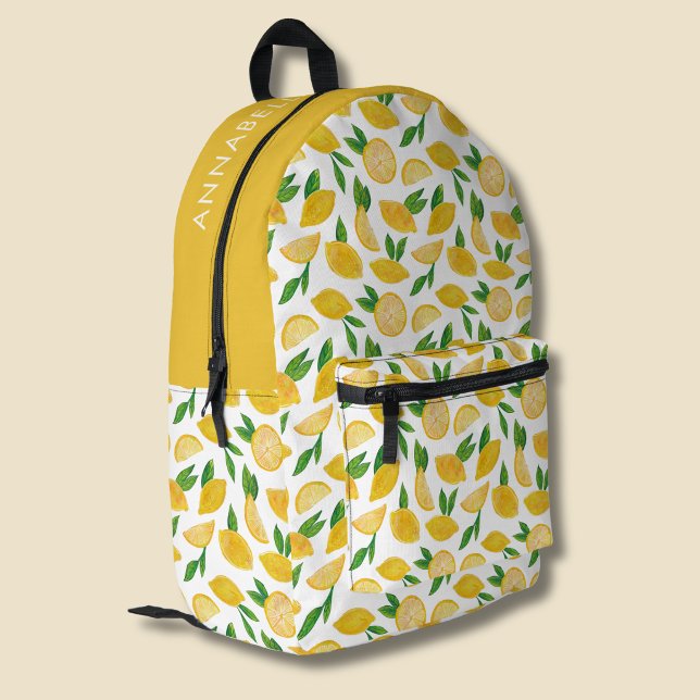 Mochila Impresa patrón de limón cítrico (Citrus Lemon personalized backpack)