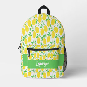 Mochila Impresa Patrón de limón de nombre personalizado