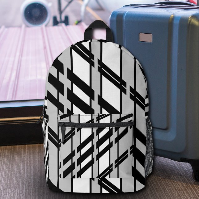 Mochila Impresa Patrón de línea aérea de resumen blanco negro mode (Subido por el creador)
