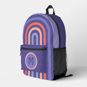 Mochila Impresa Patrón de líneas redondeadas de Naranja violeta pú