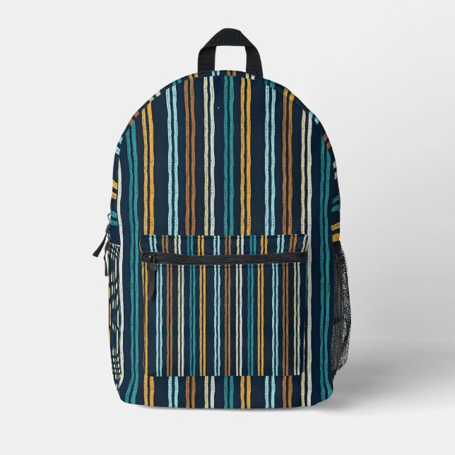 Mochila Impresa patrón de líneas verticales abstractas (Anverso)