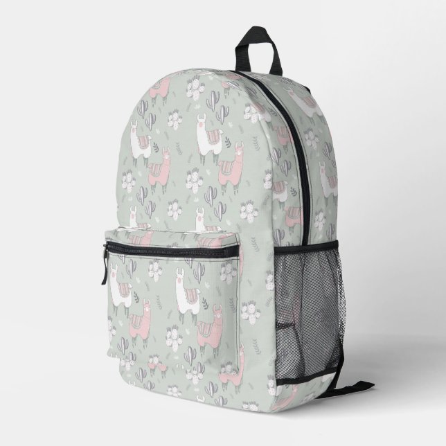 Mochila Impresa Patrón de Llama Pastel (Esquina derecha trasera )
