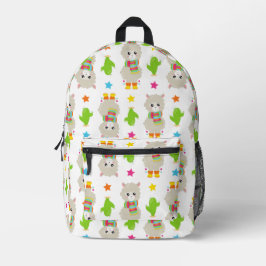 Mochila Impresa Patrón De Llamas, Llamas Cutas, Alpacas, Cactus