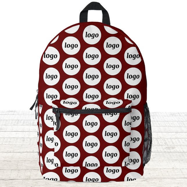 Mochila Impresa Patrón de logotipo de negocios promocional Borgoña (Simple logo pattern business branding promotional burgundy red backpack)