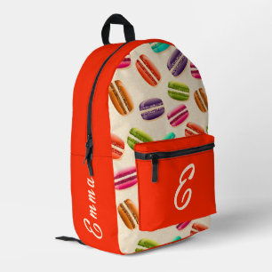 Mochila Impresa Patrón de Macarón Francés Bonito con Nombre de Mon