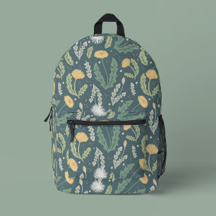 Mochila Impresa Patrón de maleza floral de Dandelion