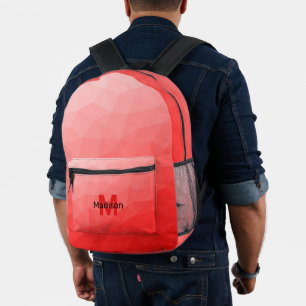 Mochila Impresa Patrón de malla geométrica de gradiente rojo Monog