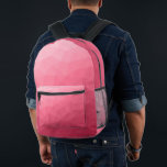 Mochila Impresa patrón de malla geométrica de gradiente rosa Rosa<br><div class="desc">Moda de malla geométrica de gradiente rosado Subió Mochila impresa. Bolso de accesorios de moda de Guay para todos. Malla geométrica del Triángulo Rojo Subió rosa con diseño de gradiente oscuro claro a oscuro.</div>