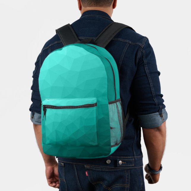 Mochila Impresa Patrón de malla geométrica del gradiente verde azu (Insitu (Modelo))