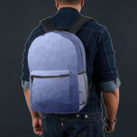 Mochila Impresa Patrón de malla geométrica gradiente azul gris<br><div class="desc">Mochila impresa del patrón de malla geométrica gradiente azul gris. Bolso de accesorios de moda de Guay para todos. Malla geométrica del triángulo azul con diseño de gradiente oscuro de luz a oscuridad.</div>