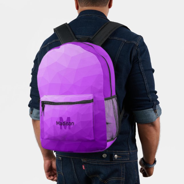 Mochila Impresa Patrón de malla geométrica gradiente púrpura Monog (Insitu (Modelo))