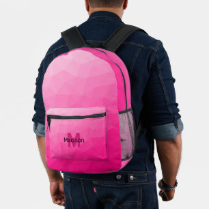 Mochila Impresa Patrón de malla geométrica gradiente rosa caliente