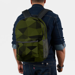 Mochila Impresa Patrón de malla geométrica negro verde oscuro del 