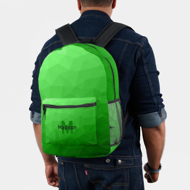 Mochila Impresa Patrón de malla geométrica verde claro Monograma (Insitu (Modelo))