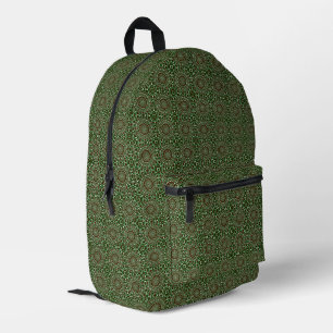 Mochila Impresa Patrón de Mandala de Navidad Groovy Maximalista Or