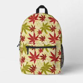 MOCHILA IMPRESA PATRÓN DE MAPLE JAPONÉS EN CREMA