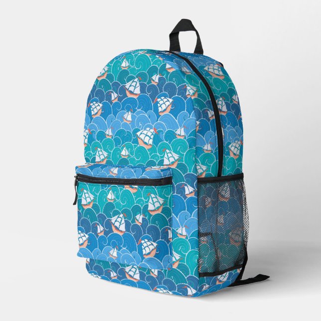 Mochila Impresa Patrón de mar rocoso (Esquina derecha trasera )