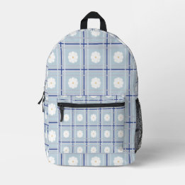 Mochila Impresa Patrón de margarita de cuadros azules