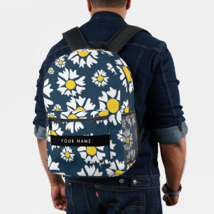 Mochila Impresa Patrón de margaritas, margaritas blancas, su nombr