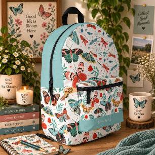 Mochila Impresa Patrón de mariposa polilla floral
