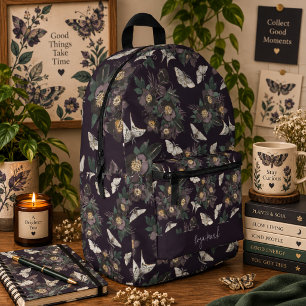 Mochila Impresa Patrón de mariposa polilla floral
