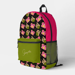 Mochila Impresa Patrón de mariposa y flores