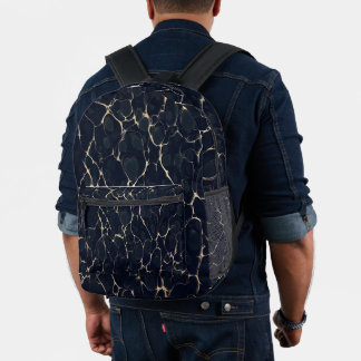 Mochila Impresa Patrón de mármol oscuro estilo tinta abstracta de 