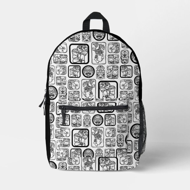Mochila Impresa Patrón de mascarilla antigua de la tribu MAYA 1 (Anverso)